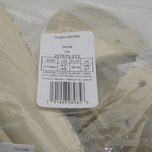 New Crocs Crush Platform Sandals  Women's 9 Men's 7  Bone Cream Beige - Picture 2 of 9